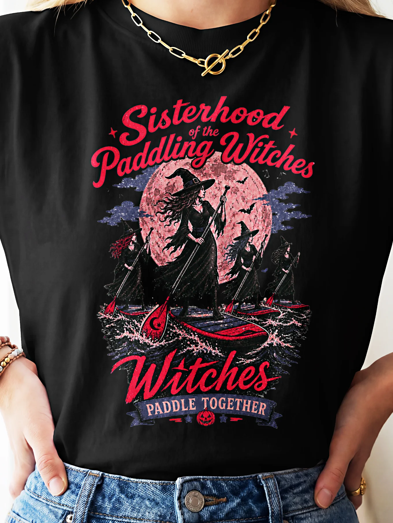 Sisterhood of the Paddling Witches Pink Tee product image (1)