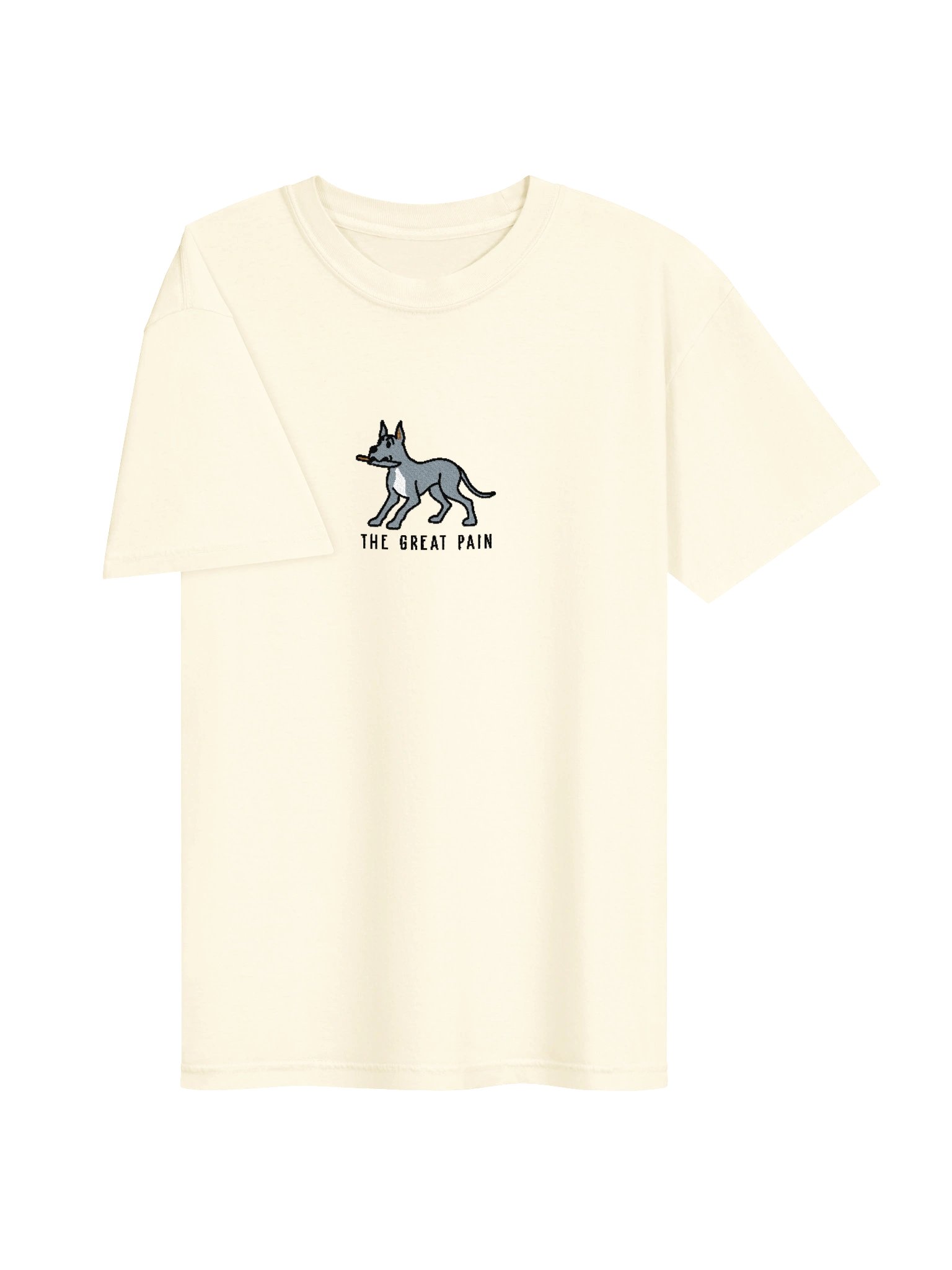 The Great Pain Funny Chibi-Style Embroidered T-Shirt for Great Dane(Blue, Cropped Ears) Owners product image (111)