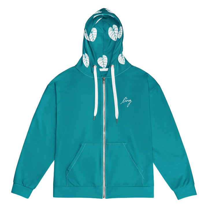 Lingling Kwong White Lotus Design Unisex Zip Hoodie (Blue) product image (1)