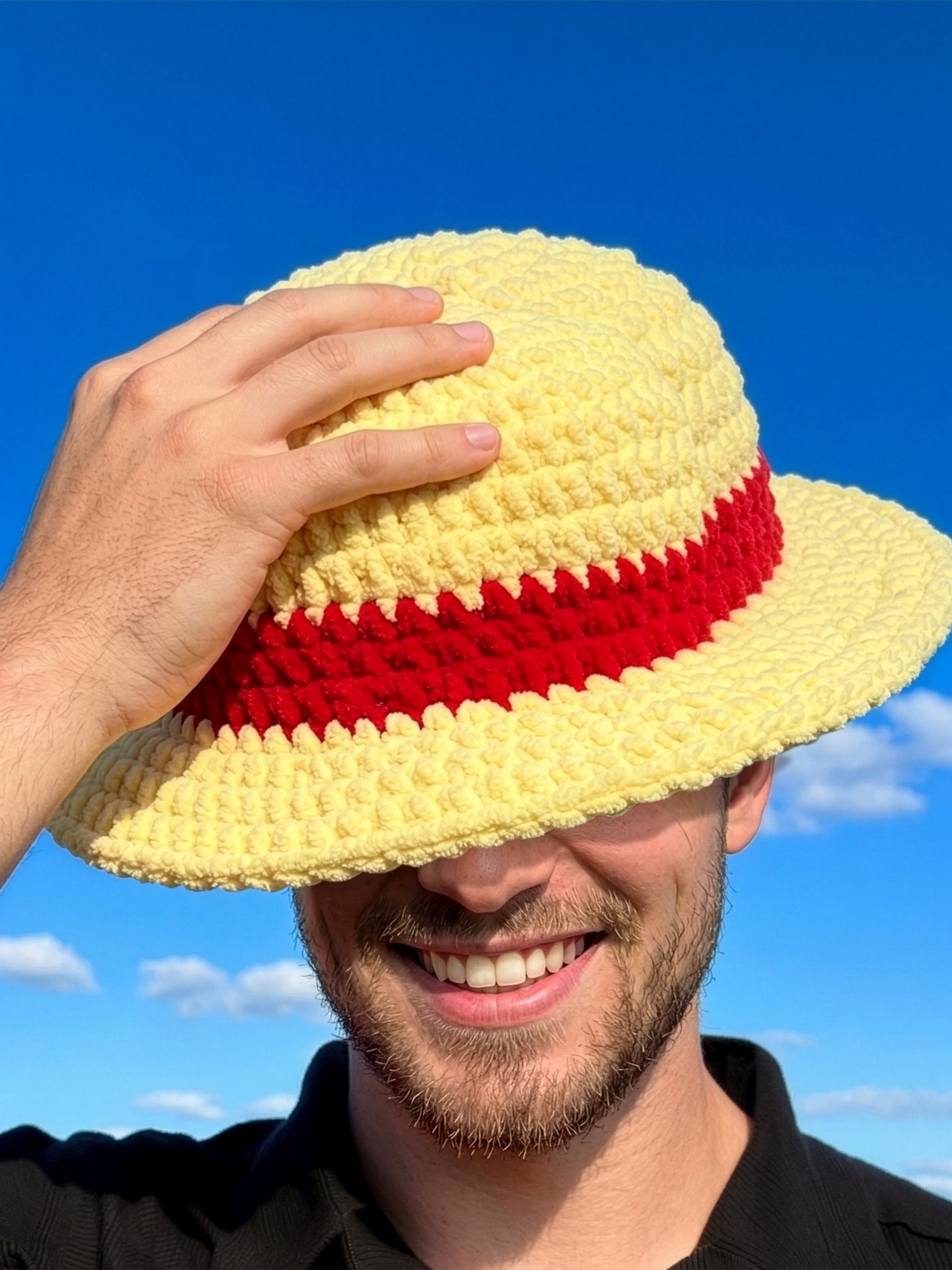 Handmade Crochet Straw Hat Pirate Captain Inspired product image (6)