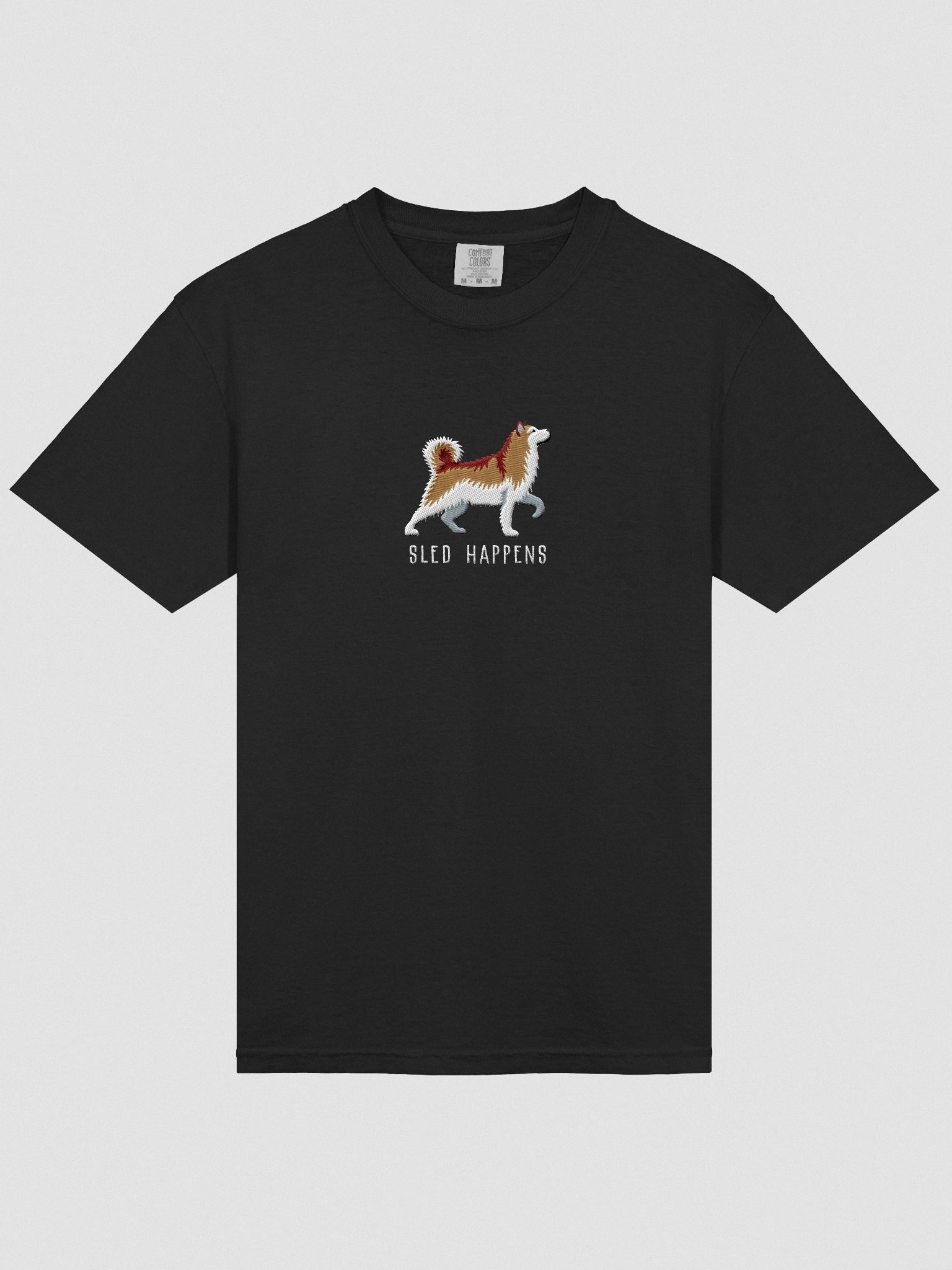 Sled Happens T-Shirt(Embroidered) of an Alaskan Malamute(Brown & White) product image (6)