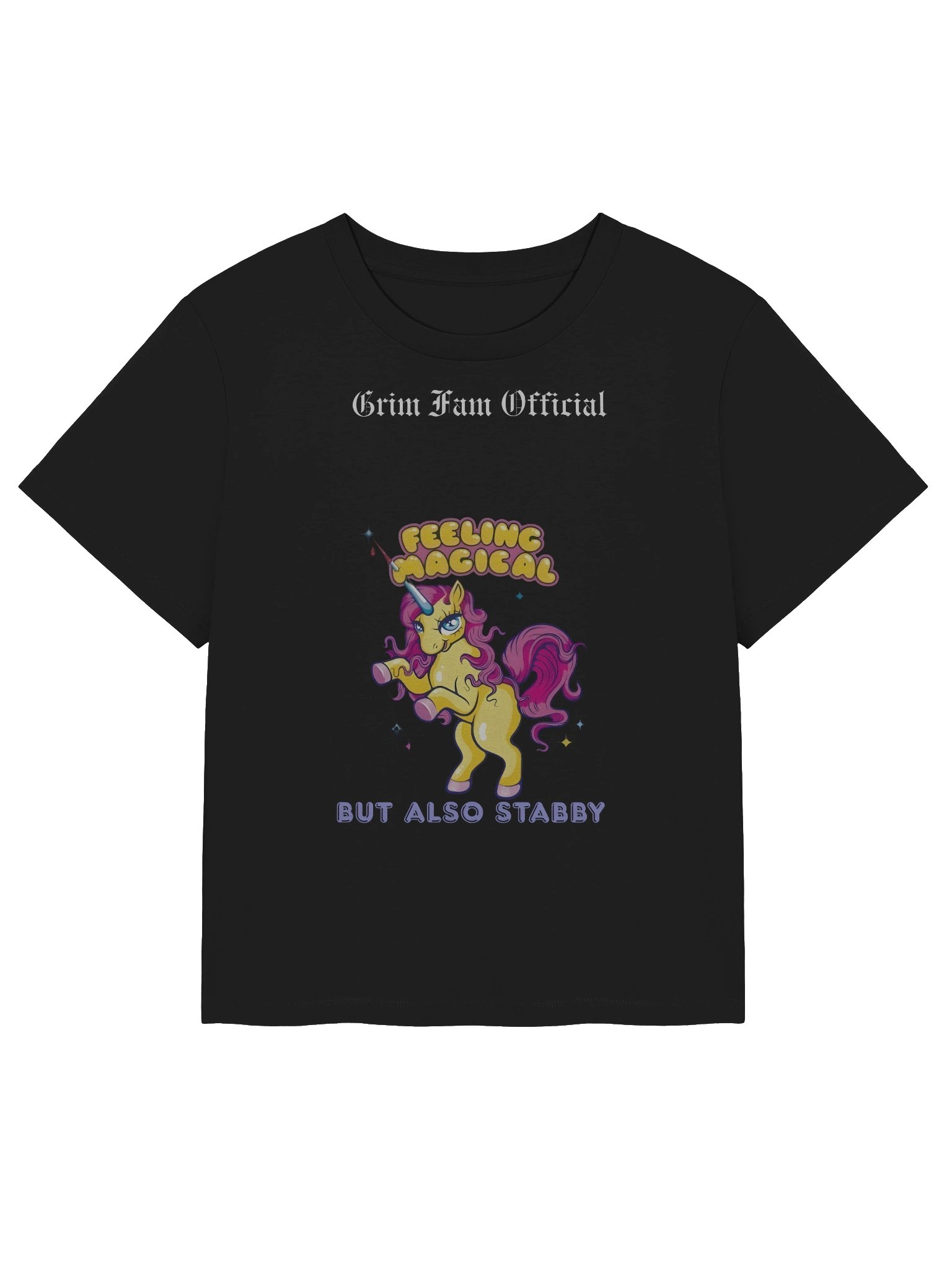 FEELING MAGICAL (BUT ALSO STABBY) – UNICORN CHAOS -Women's Organic Ribbed Neck T-Shirt #2 White text product image (1)