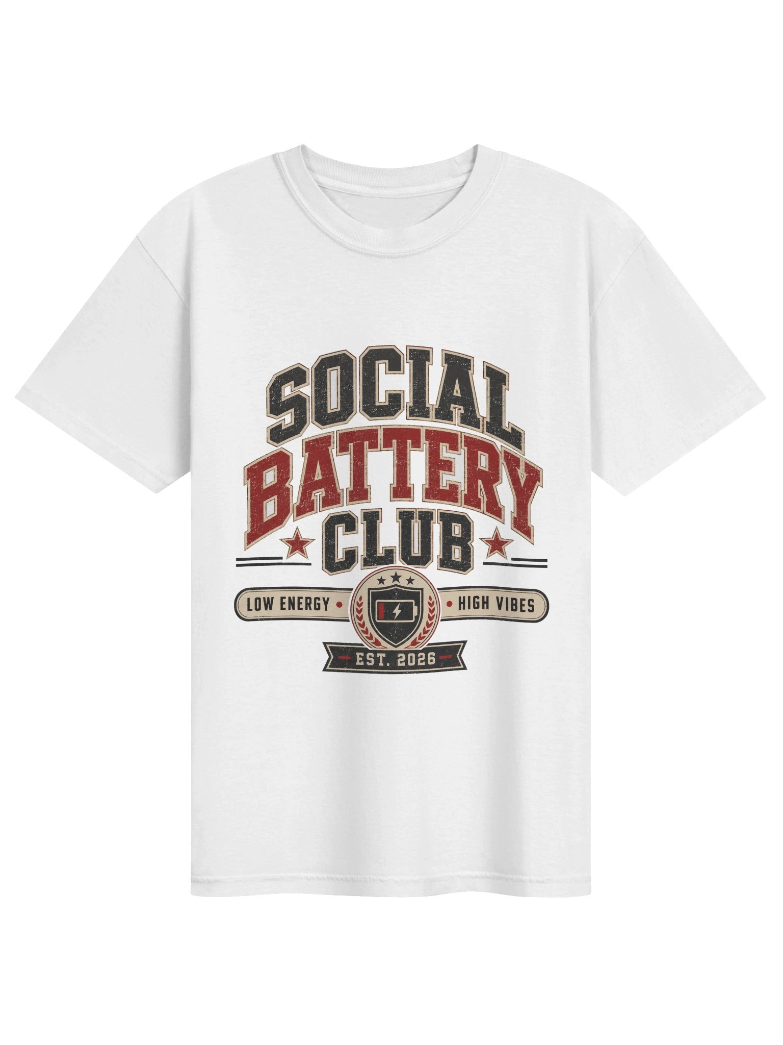 Social Battery Club Vintage Tee – Funny Low Energy Graphic Shirt product image (1)
