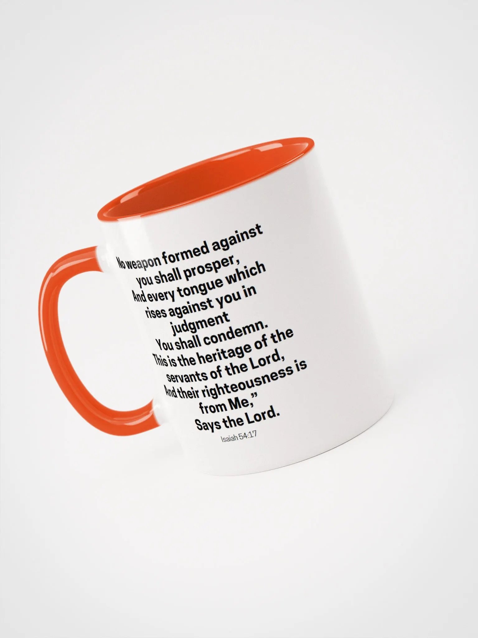No Weapon Formed Against You Shall Prosper Isaiah 54:17 Two-Tone Mug 11/15oz product image (3)