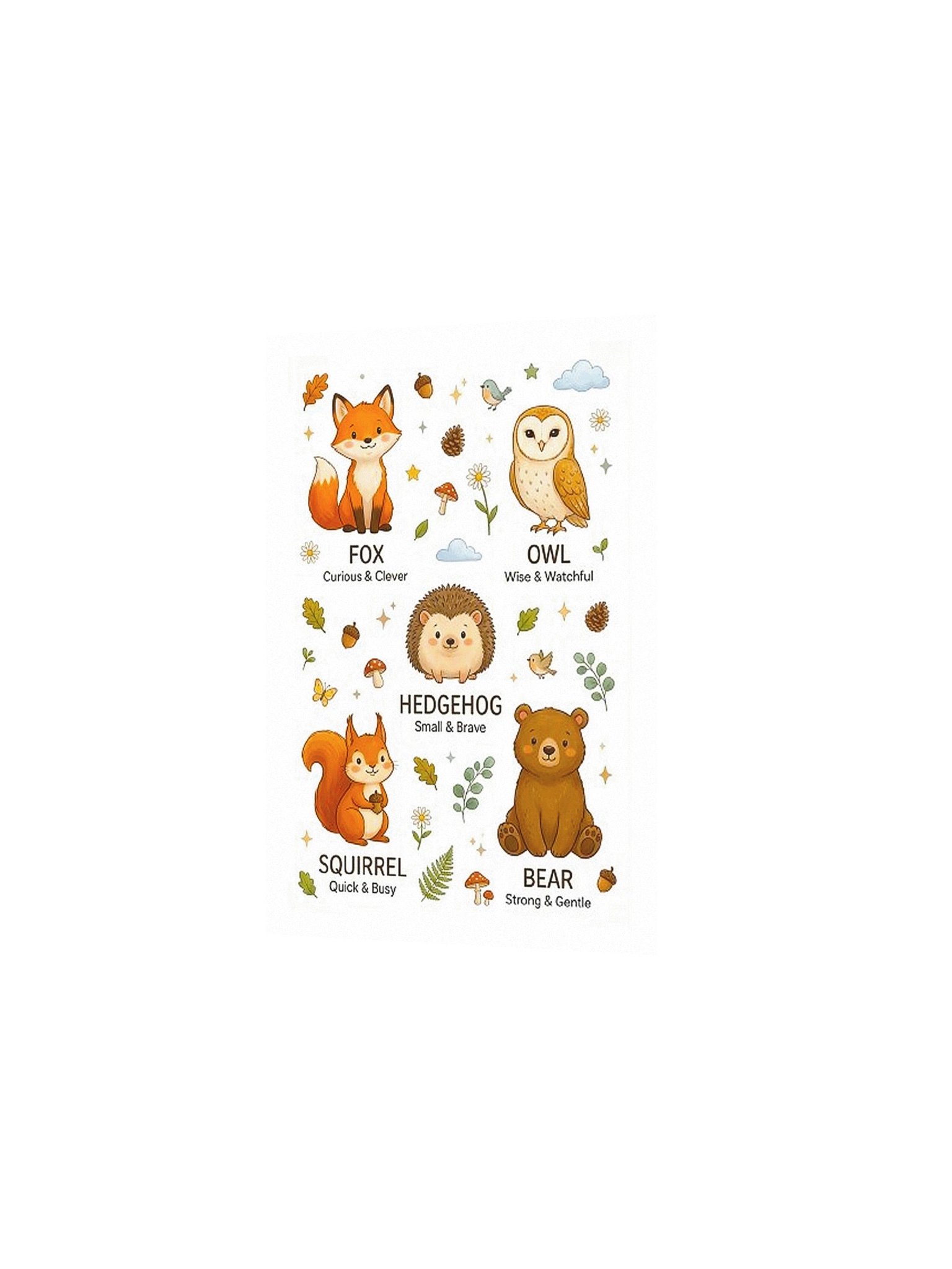 Cute Woodland Animals Educational Kids Room Matte Poster product image (14)