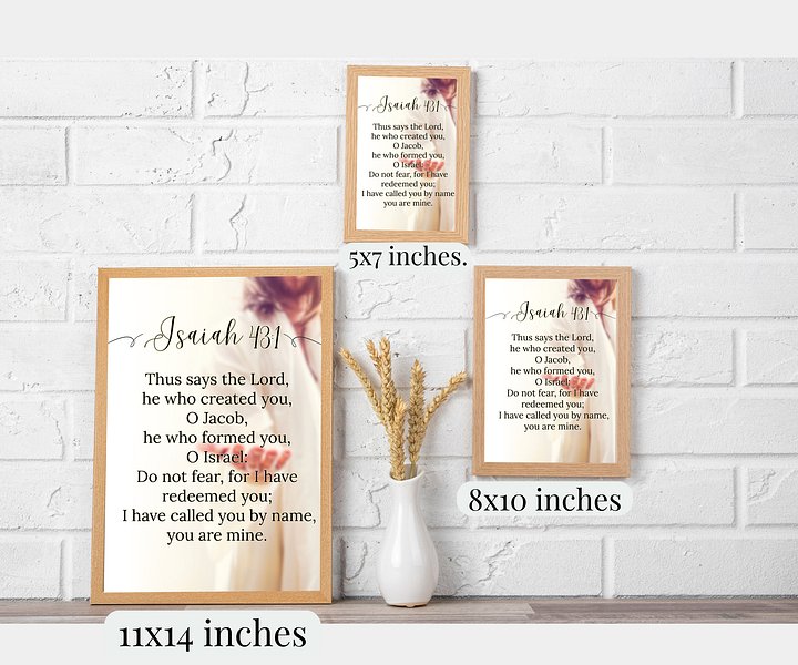 Inspirational Bible Verse Digital Art Print | Isaiah 43:1 | High-Resolution Printable Wall Decor product image (2)