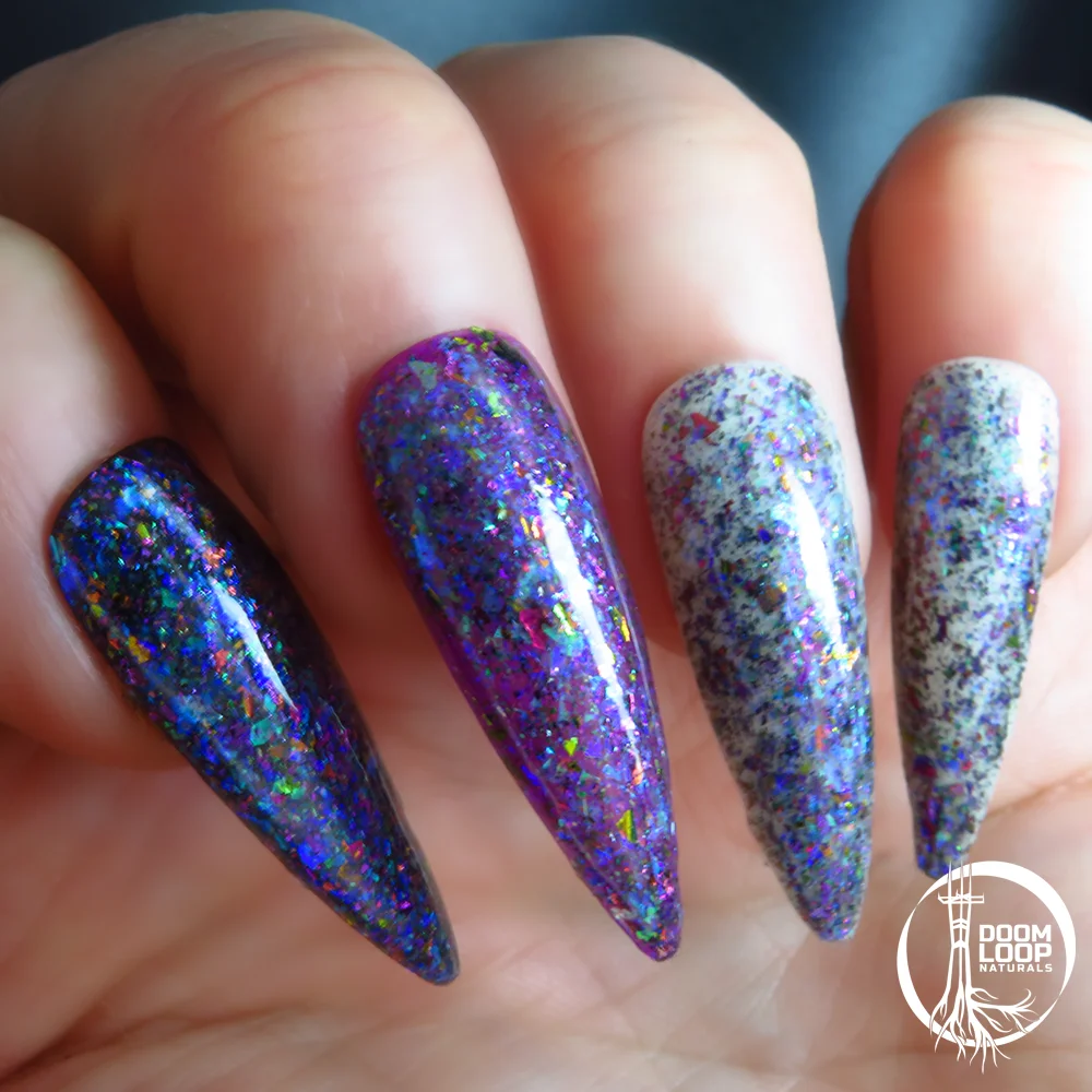 TUESDAYS CHILD - Violet-Green-Gold Iridescent Flake Glow-in-the-Dark Topper product image (3)