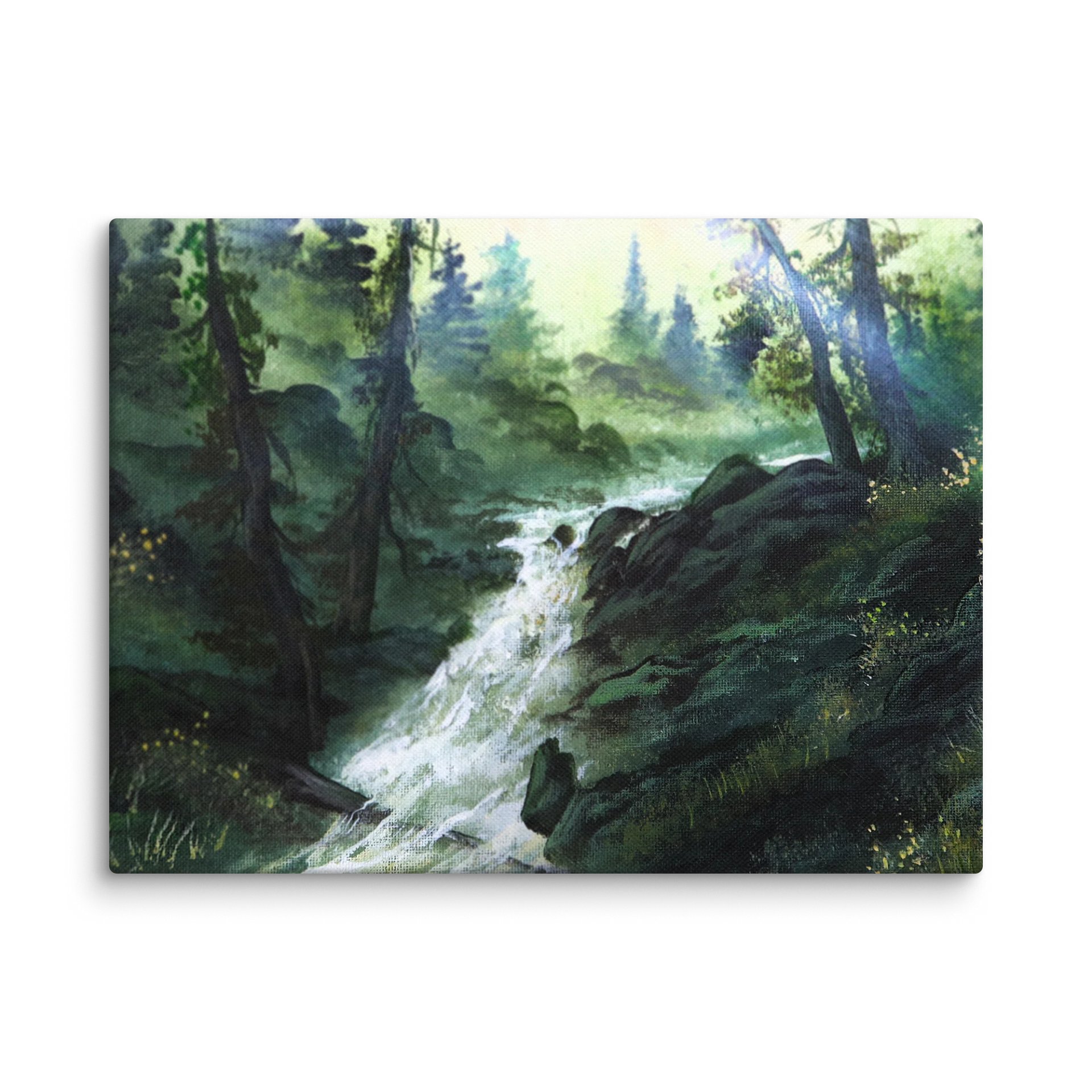 Moonlight Deep Forest Waterfall Acrylic Landscape Painting product image (8)
