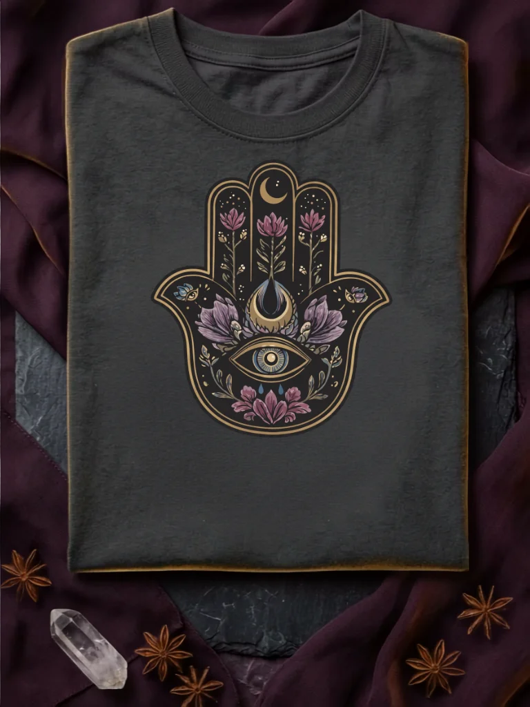 Hamsa Hand of Protection – Mystical Floral Evil Eye Design product image (1)