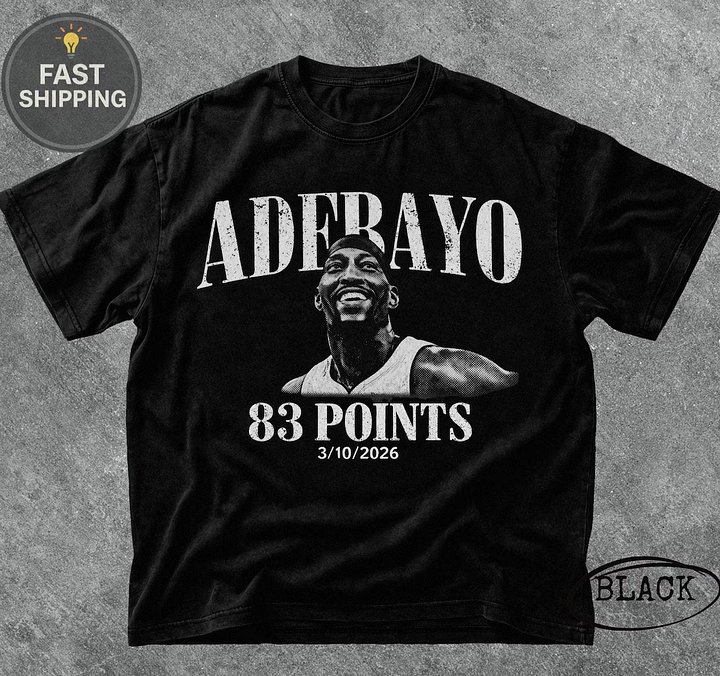 Bam Adebayo 83 Points Shirt - March 10 2026 Miami Basketball Tee - Vintage Adebayo 83 Score Graphic T-Shirt product image (1)