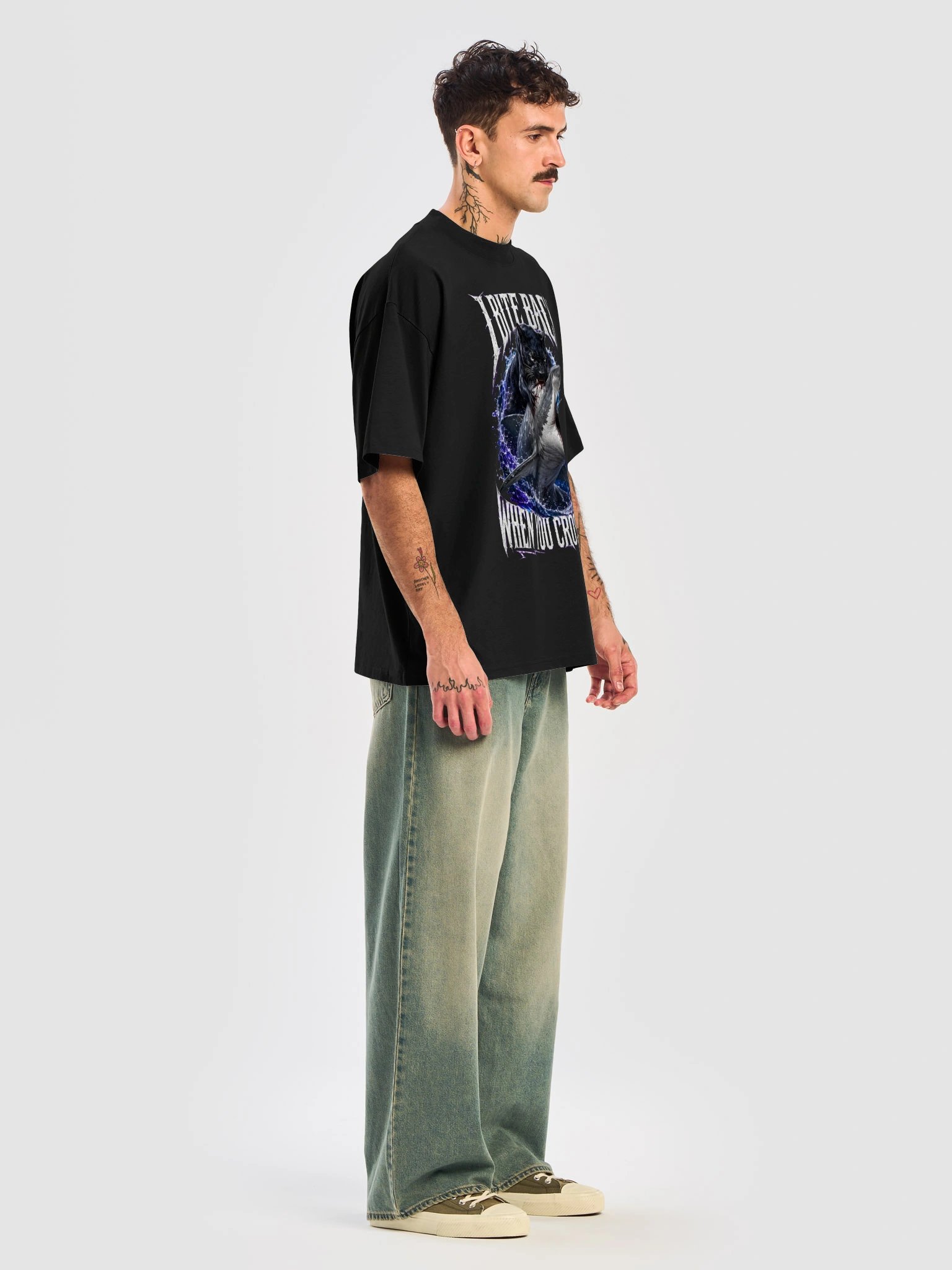 T-Shirt Unisex Oversize Coton Bio Poids Lourd – DON'T CROSS THE LINE product image (7)