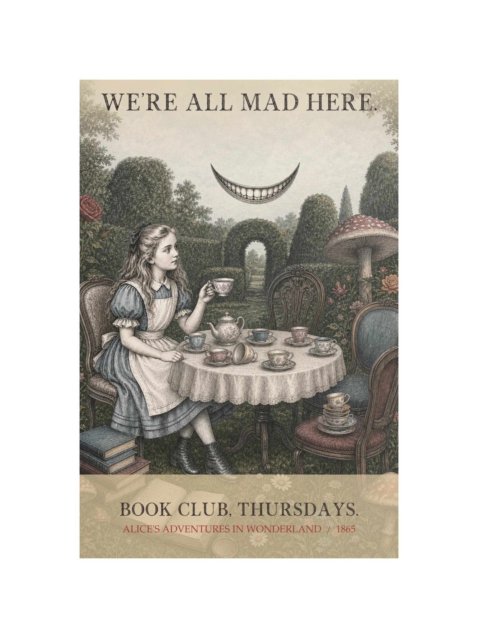 We Re All Mad Here Book Club -- Alices Adventures in Wonderland Art Print product image (12)