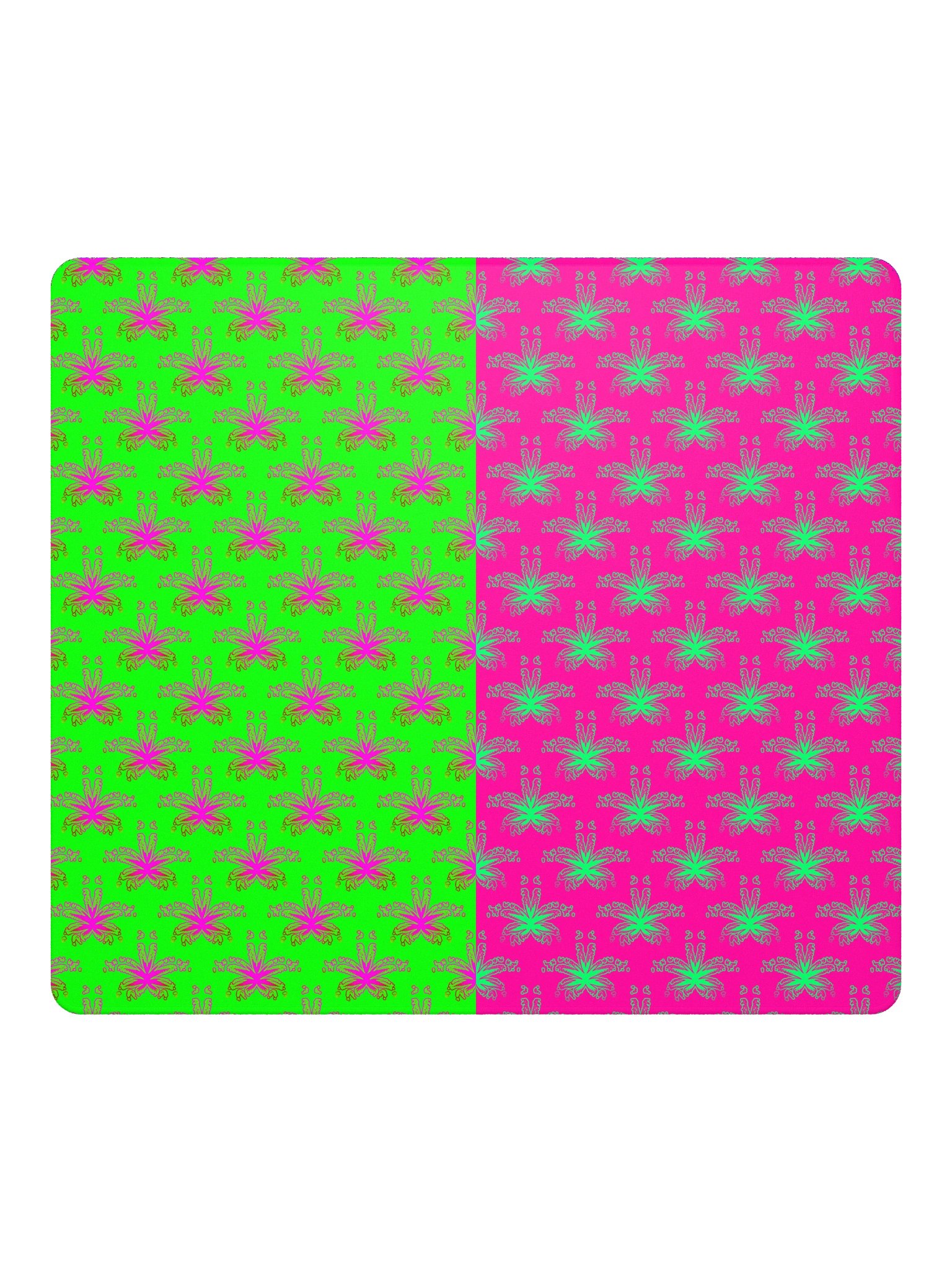 Cannabis Art Gaming Mouse Pad, Neon Green Hot Pink Pot Leaf Desk Mat, Stoner Game Room Decor, Ganja Gamer Gift, 420 Weed Computer Deskpad product image (1)