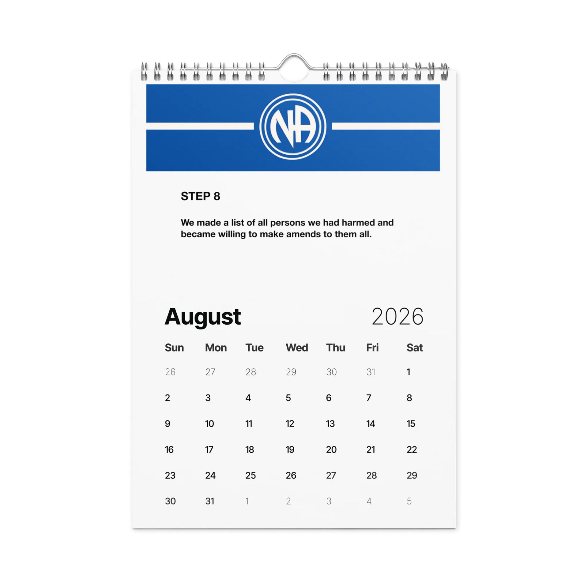 NA Basic Wall Calendar 2026 – Narcotics Anonymous Monthly Calendar for Planning & Recovery product image (9)