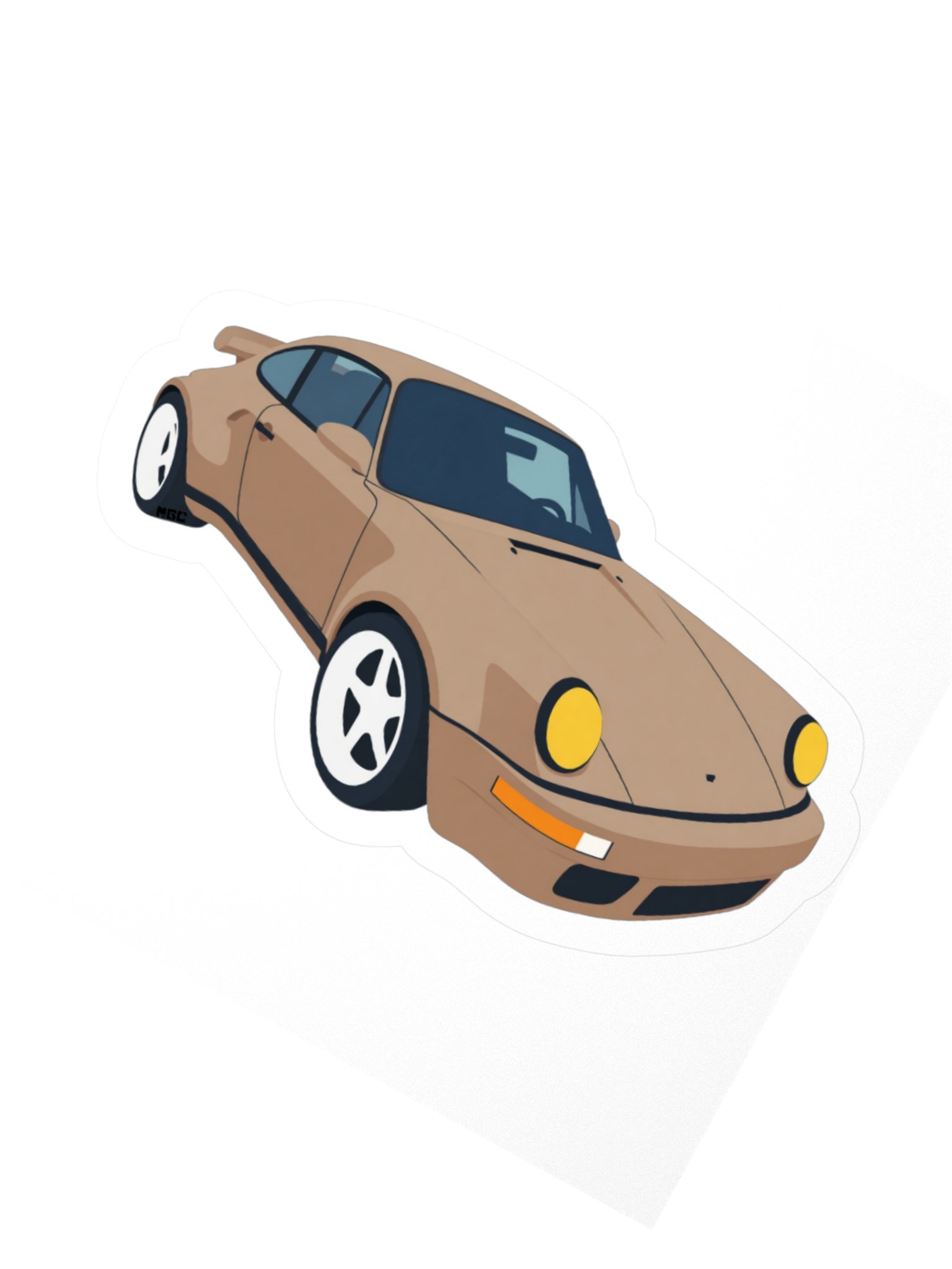Grey Porsche 964 Ruf Automobile Ultimate "Wolf" Voxel Art Sticker (Retro, Sketch, Silhouette) product image (6)