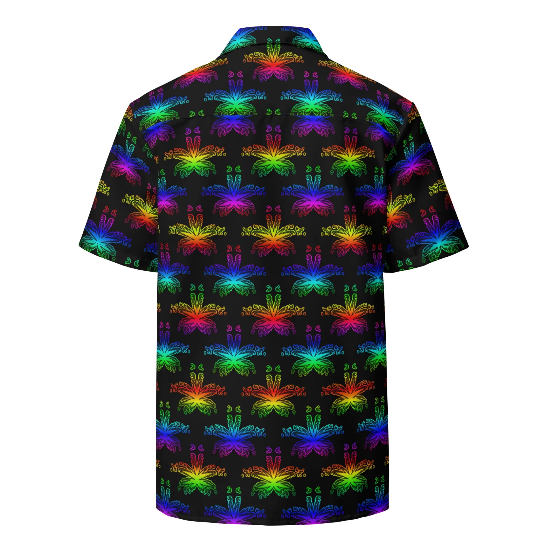 Rad Rainbow Weed Leaf Unisex Button Shirt, Summertime Stoner Queer Cannabis Clothing, Pride Pot Leaf Pattern 420 Fashion product image (2)