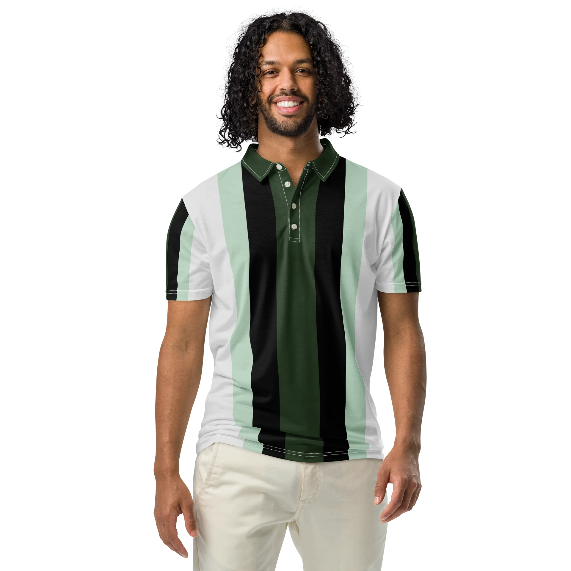 F&F Stripe Slim Fit Polo Shirt (GRN) product image (3)