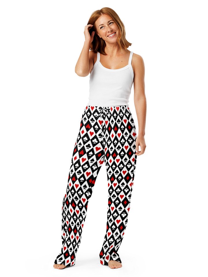 Retro Playing Card Suits Argyle All-Over Print Pajama Pants product image (2)