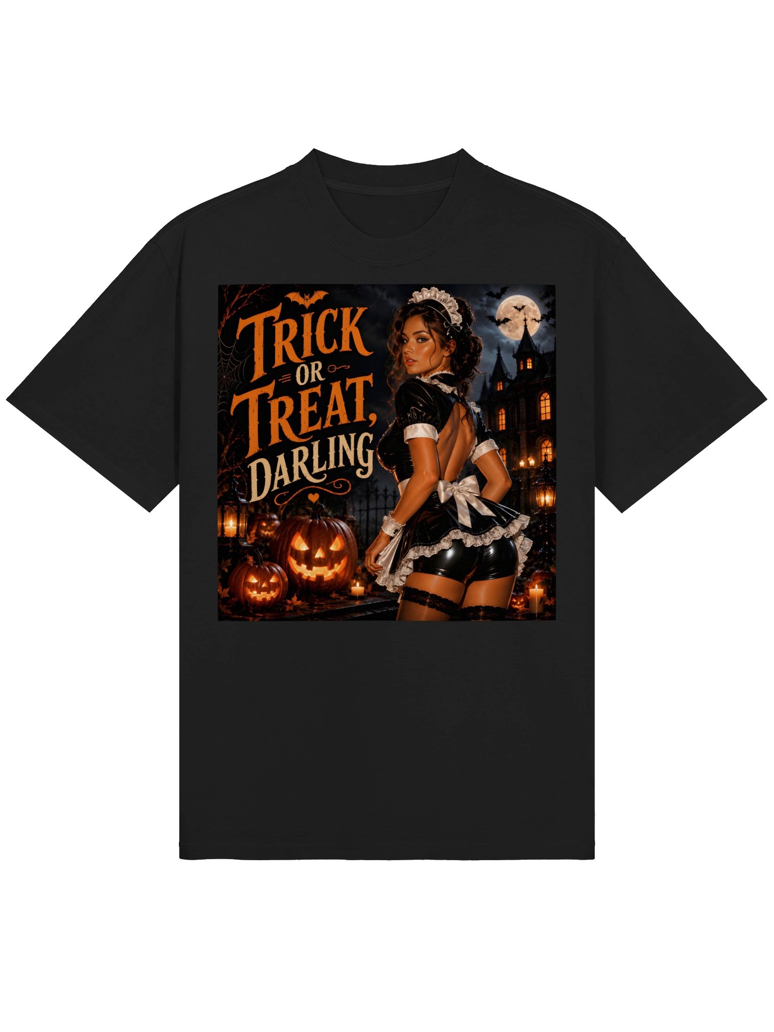 Trick or Treat Darling Gothic Halloween T-Shirt | Spooky Pin-Up Halloween Tee product image (2)