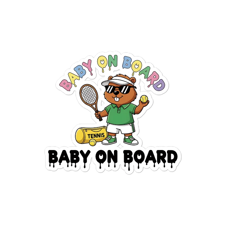 Funny Bever Tennis Baby on Board Sticker - 5x5 Weatherproof Vinyl Car Decal - Premium Bever Tennis Court Accessory product image (1)