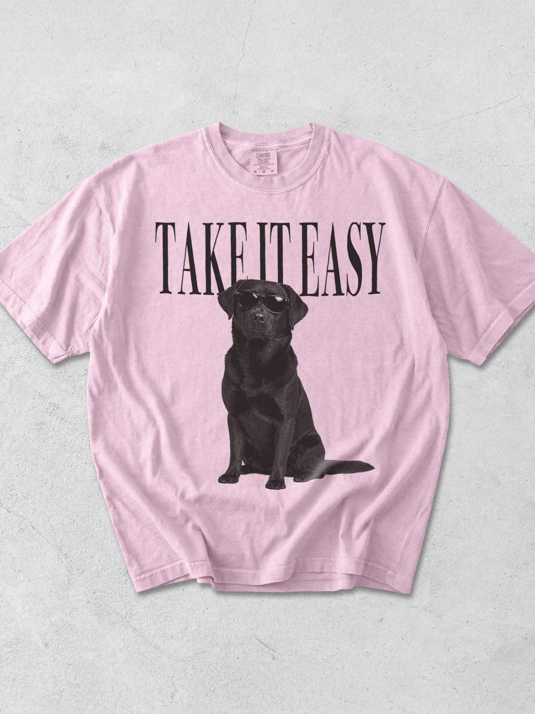 Take It Easy '90s Pop Vintage-Style T-Shirt for Labrador Retriever(Black) Lovers product image (1)