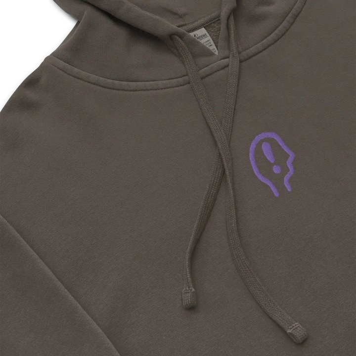 EXCLAIMING MENTALLY (C. purple) embroidered pigment hoodie product image (1)