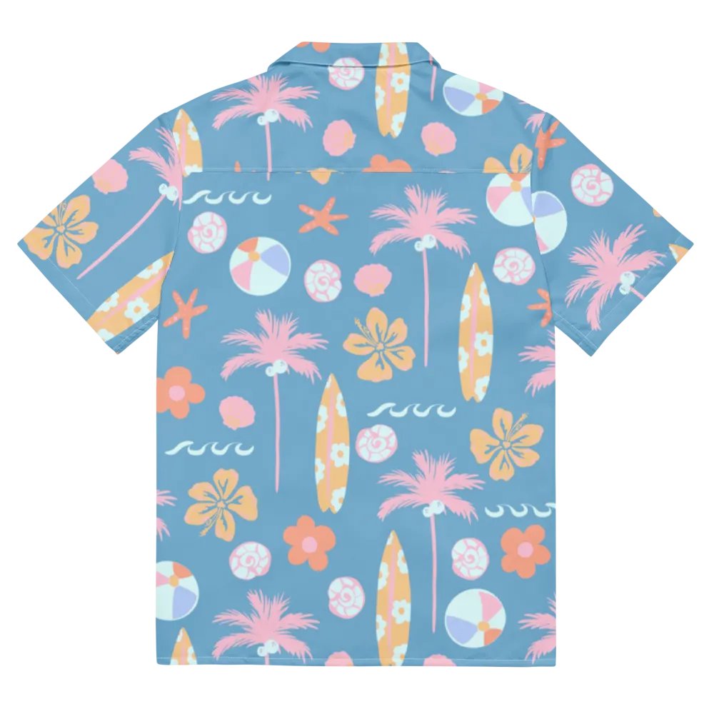 Retro Beach Blue Hawaiian Shirt product image (11)