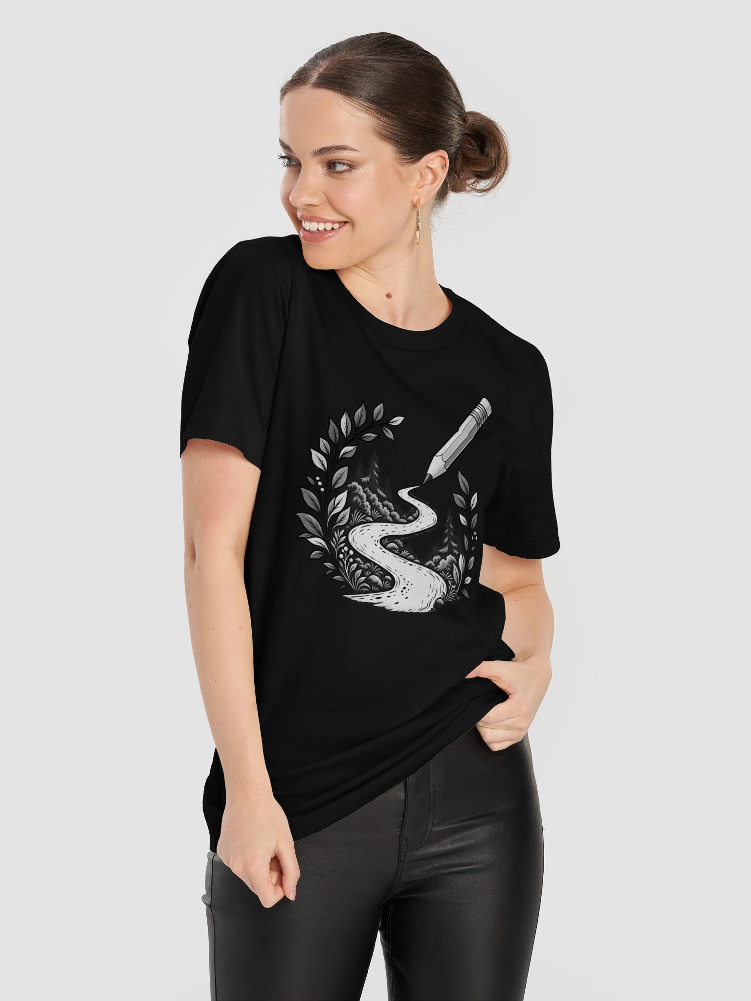 Follow the Pencil Black and White T-Shirt product image (8)