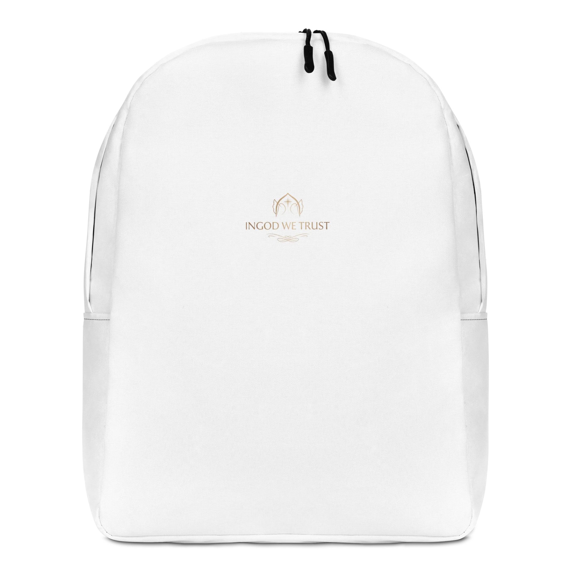 "Sanctuary" Backpack - White Minimalist Bookbag with Gold Foil Detailing | Spiritual Companion for Daily Journey product image (1)