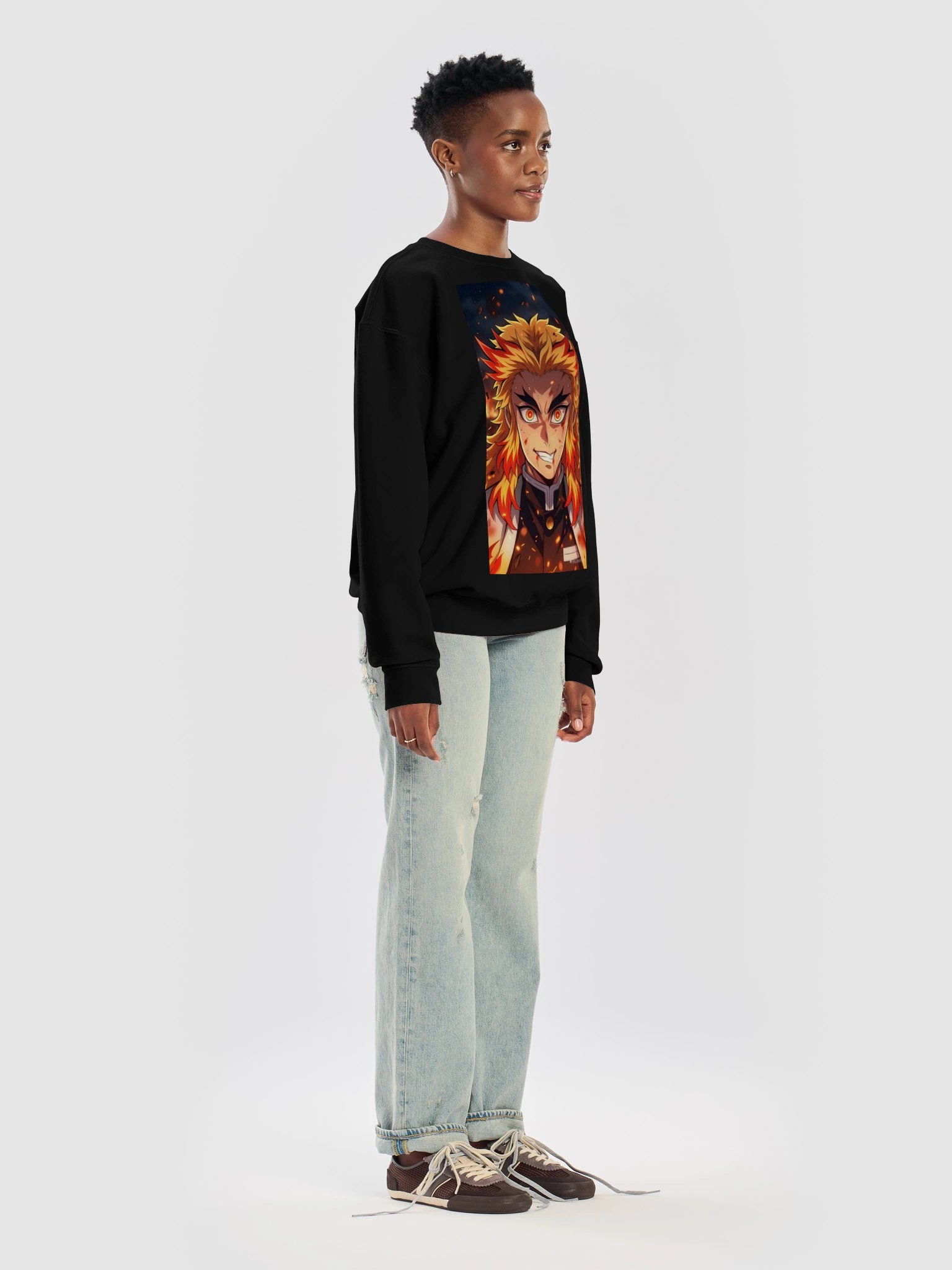Fiery Anime Warrior Crewneck Sweatshirt product image (11)