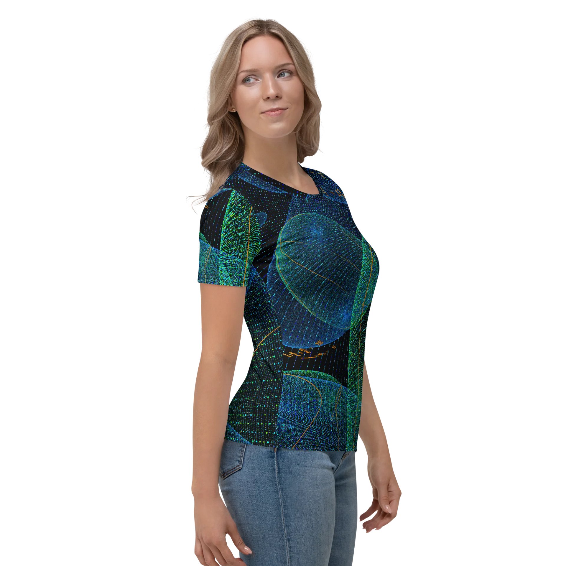 Poinsot's Pixel Spaceship 3 - Physics of the Gyroscope Women's Crew Neck T-Shirt product image (1)