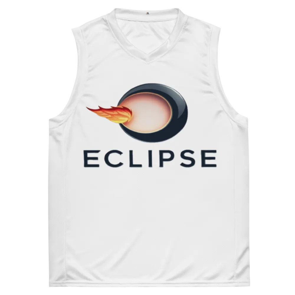 Eclipse Recycled Unisex Basketball Jersey - White with Bold Flame Design product image (2)