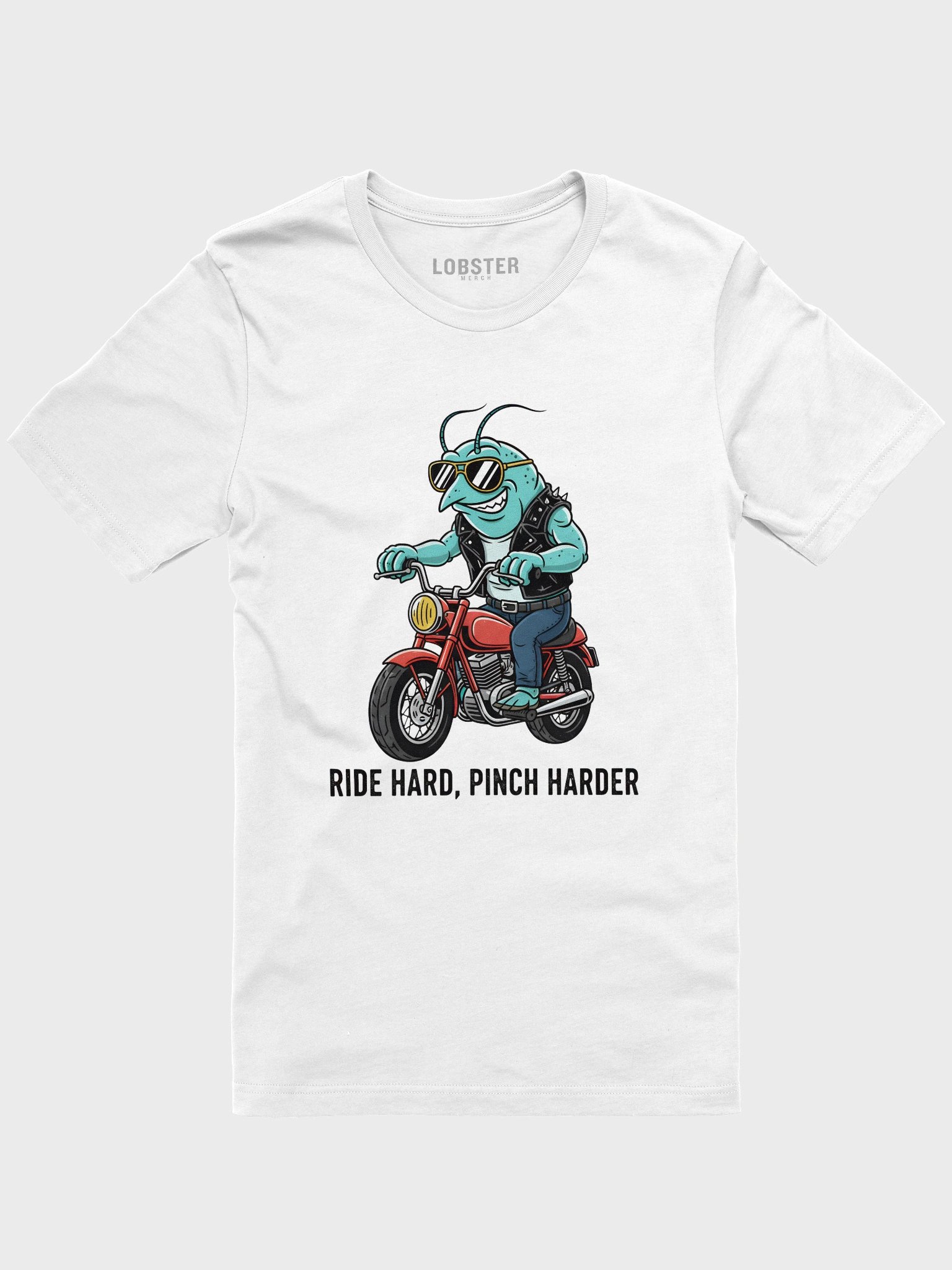 Ride Hard, Pinch Harder T-Shirt | Biker Lobster Graphic Tee product image (2)