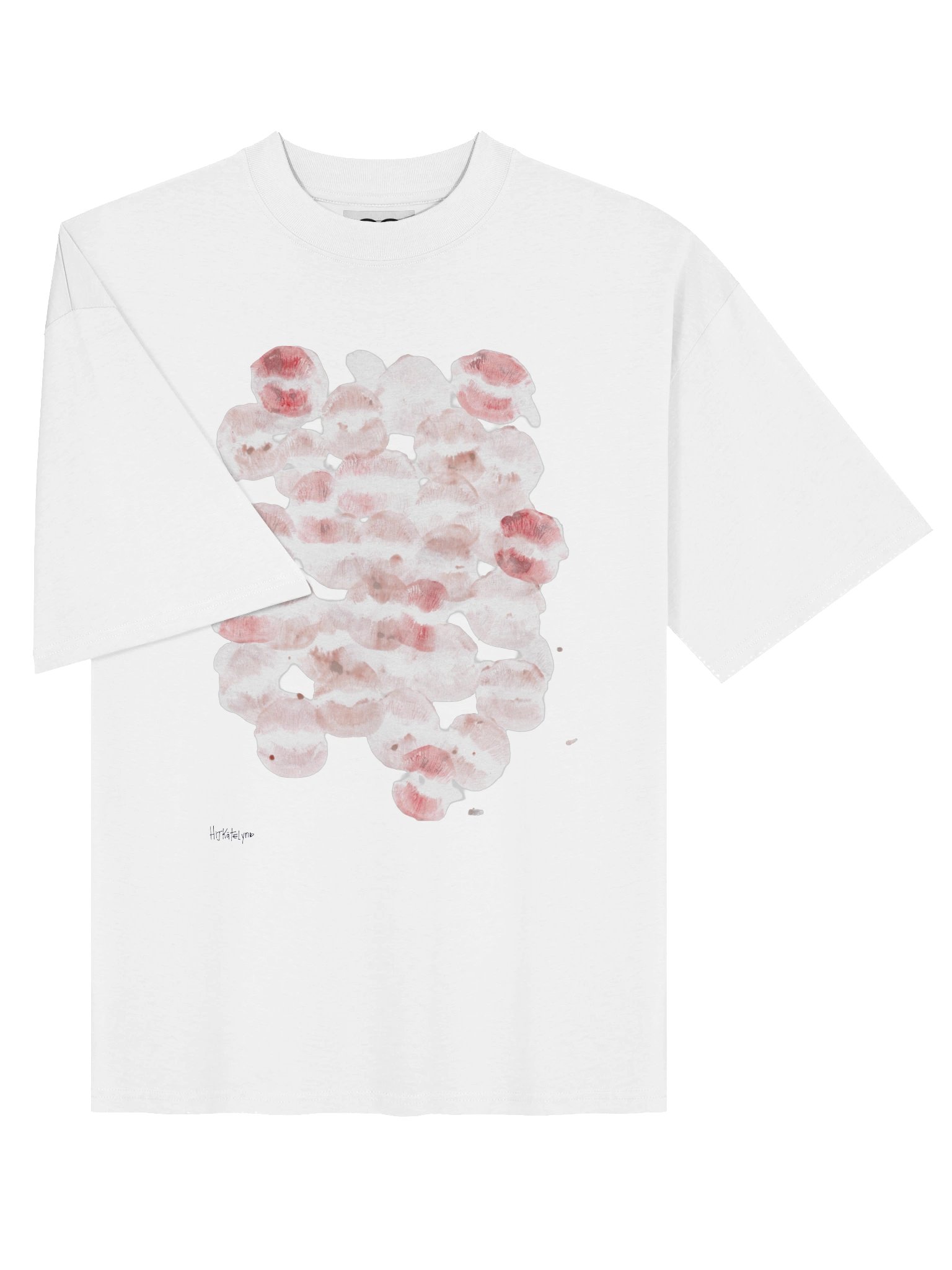 Hijkatelyn Real Kiss Mark Scatter Oversized Tee (White) product image (3)