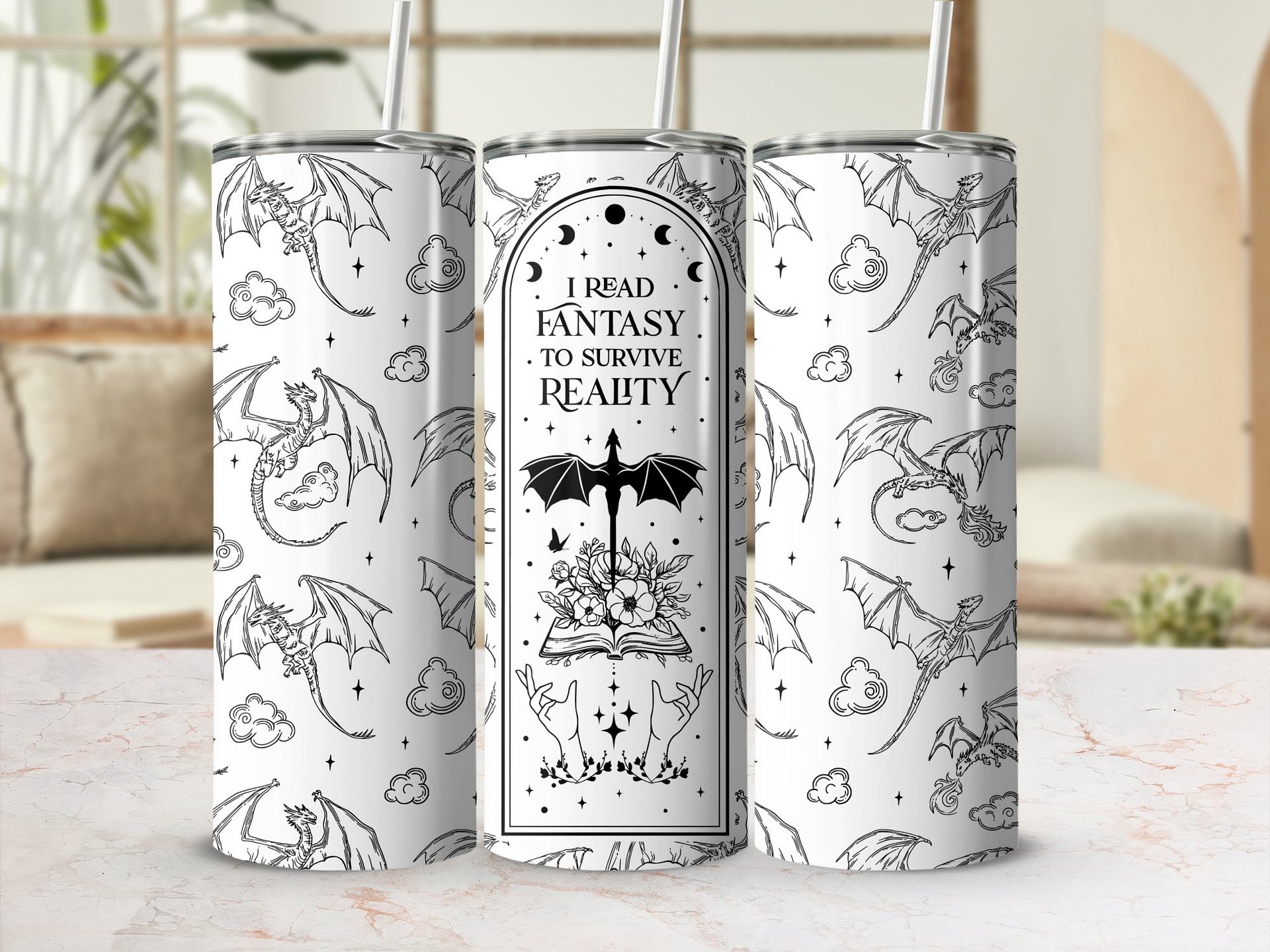 Book Dragon Smut Fantasy Romance Reader 20oz Tumbler Full Wrap SVG PNG, Laser Engraved File, Seamless Sublimation Design, Digital Download product image (5)
