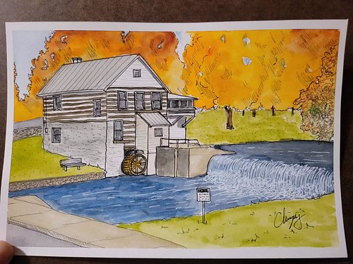 Day 6 - finished version of the Laughlin Mill in #Newville PA. Happy fall! 
#artchallenge #Cumberlandvalley #art #newvillepa