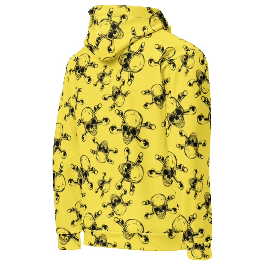 Skull & Bones - Yellow - All-Over Print Recycled Unisex Hoodie product image (9)