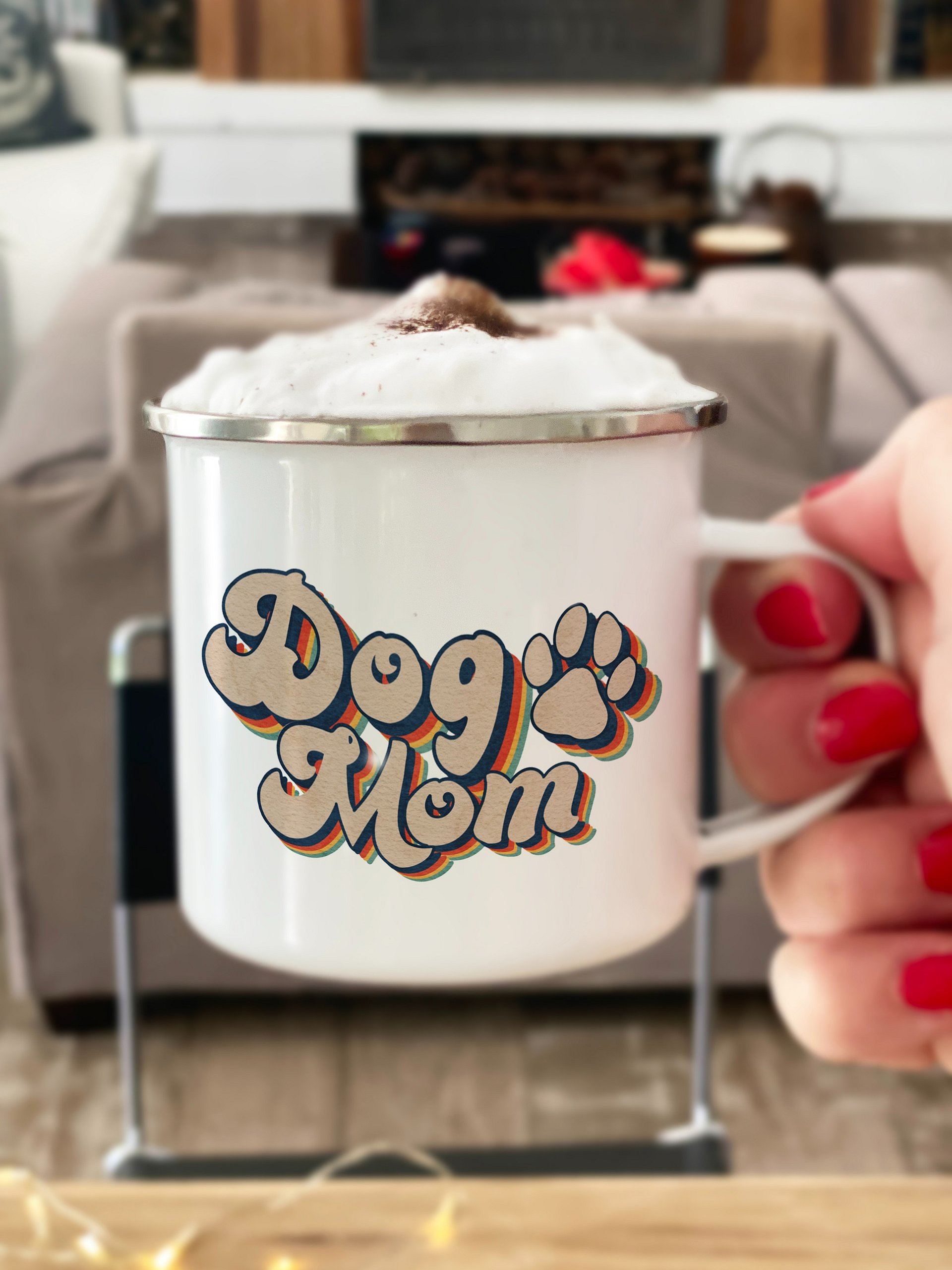 Enamel Camping Mug -Dog Mom Retro product image (1)