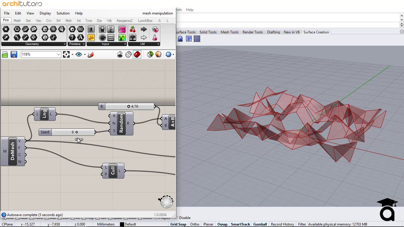 Triangular Mesh Manipulation Grasshopper Rhino Files Download product image (3)