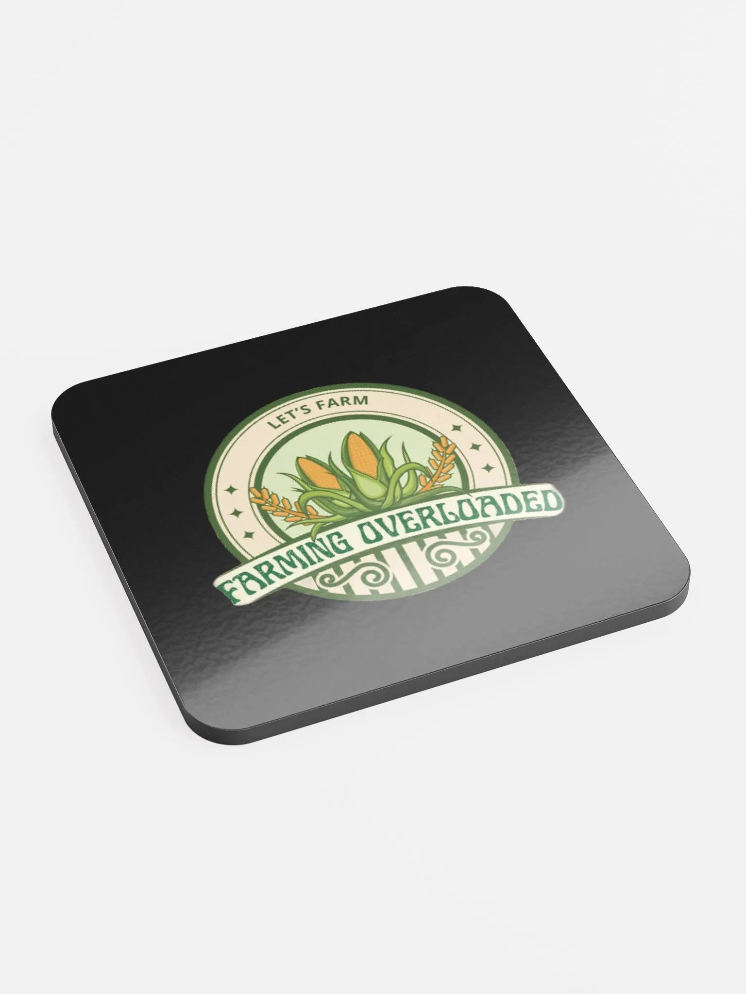 Farming Overloaded Black Glossed Cork Coaster product image (2)