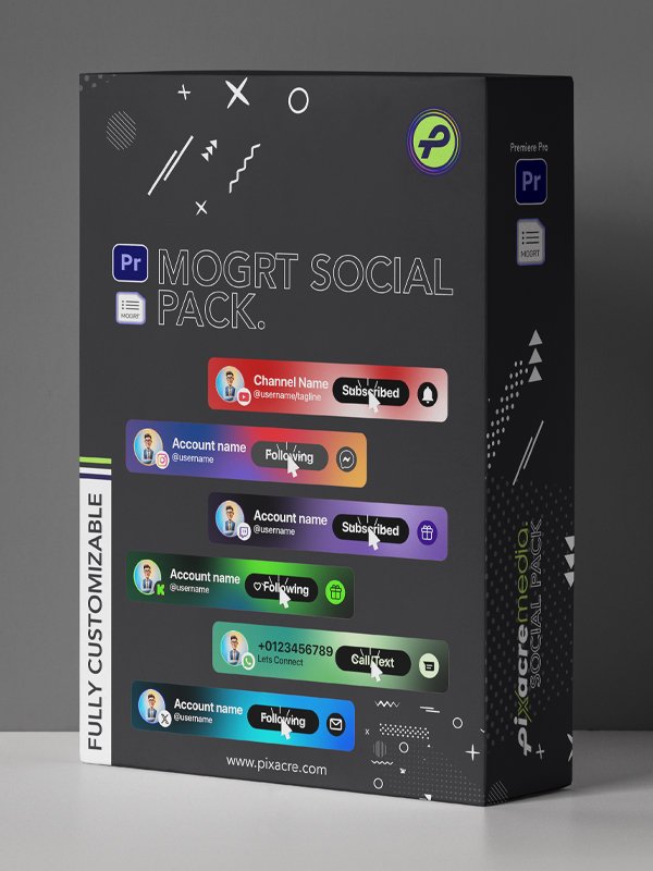 Social Media Lower Thirds Motion Graphics Pack (MOGRT) for Premiere Pro product image (1)