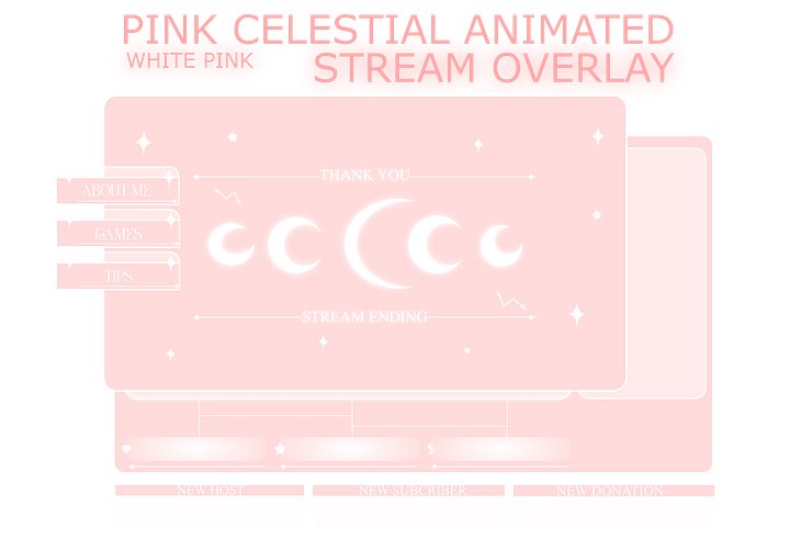PINK CELESTIAL ANIMATED STREAM OVERLAY, PINK STREAM OVERLAY, ANIMATED OVERLAY, CUTE PINK OVERLAY, SHINNY MOON OVERLAY product image (1)
