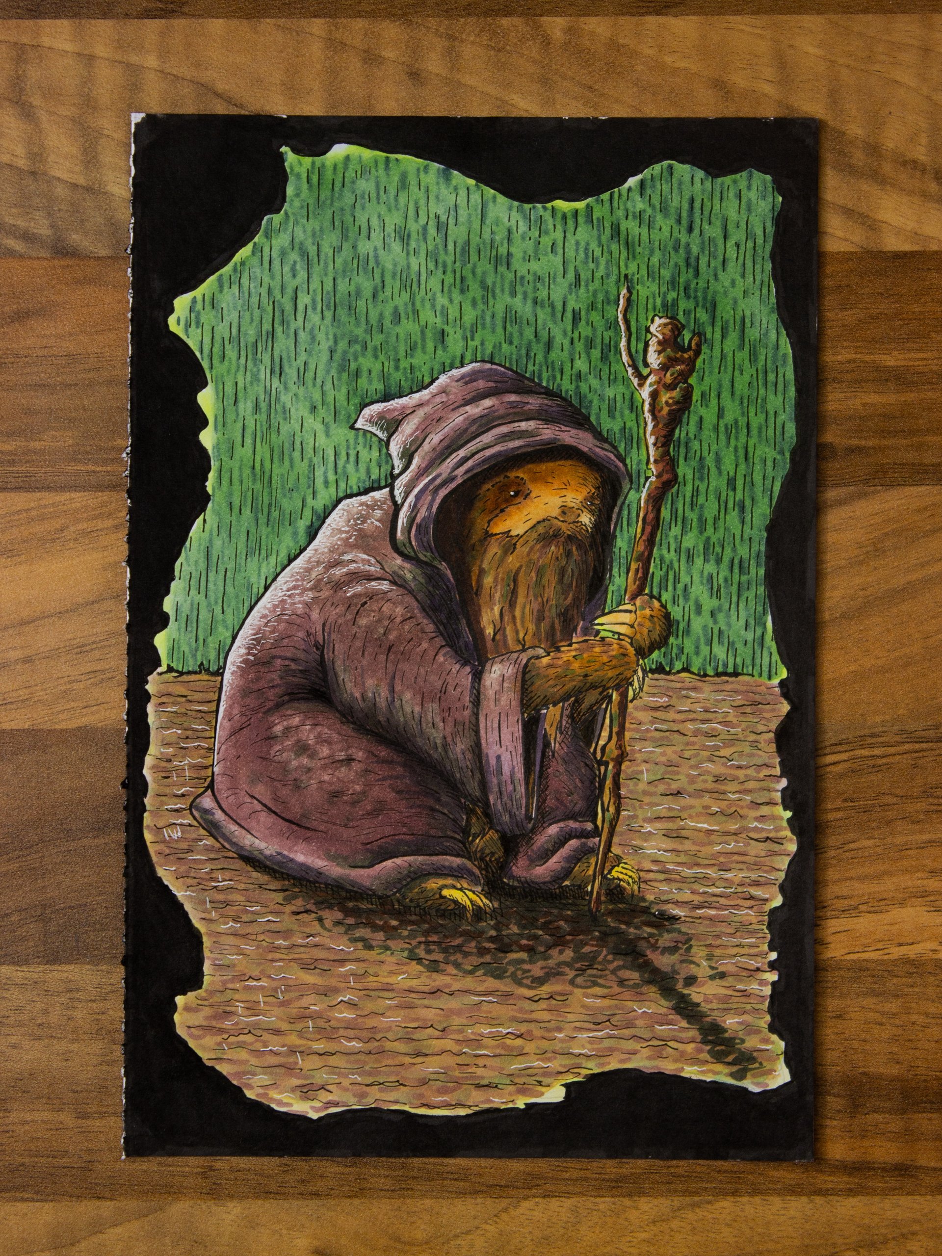 Sloth Wizard Alcohol Marker Original Artwork product image (1)