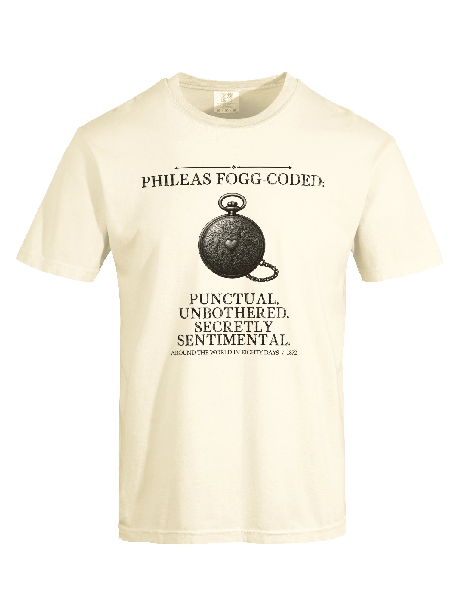 Phileas Fogg Coded Punctual Unbothered Secretly Sentimental -- Around the World in Eighty Days Tee (Light) product image (17)