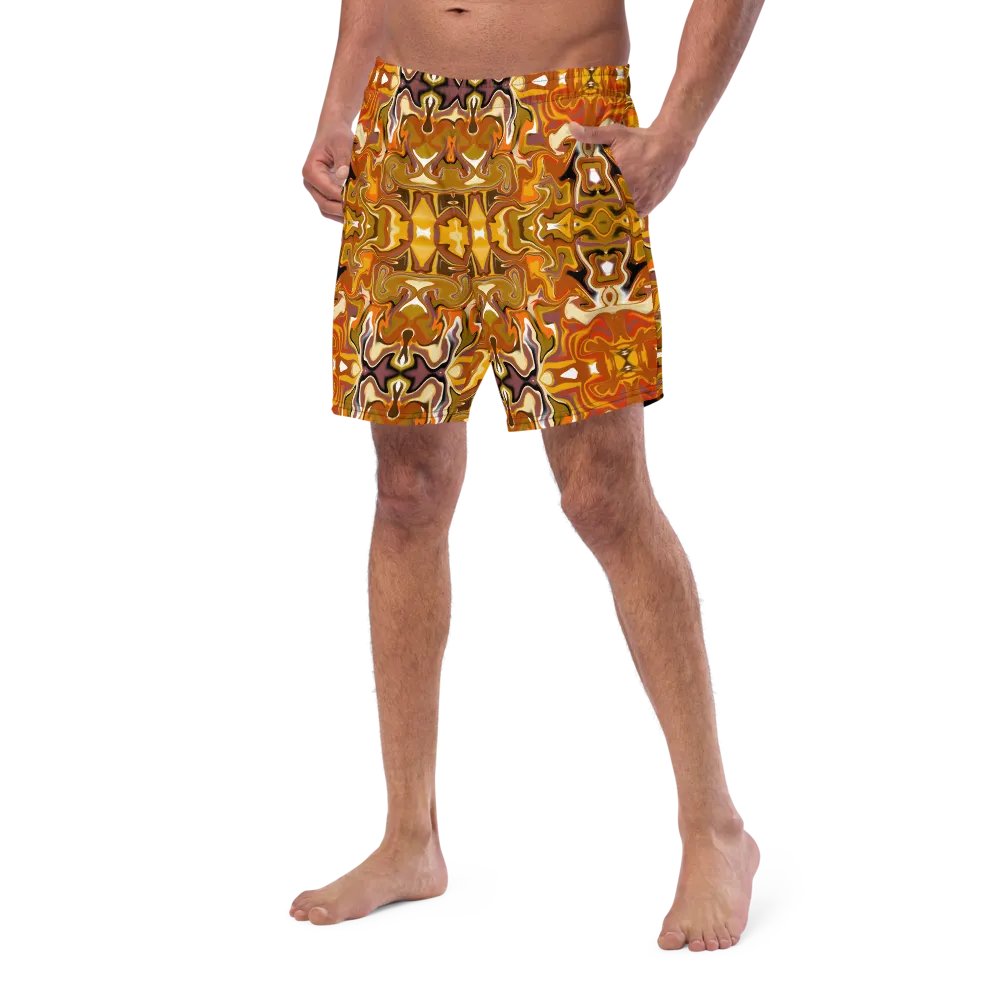 Symmetrical Splendor Brown African Inspired Design Swim Trunks product image (8)