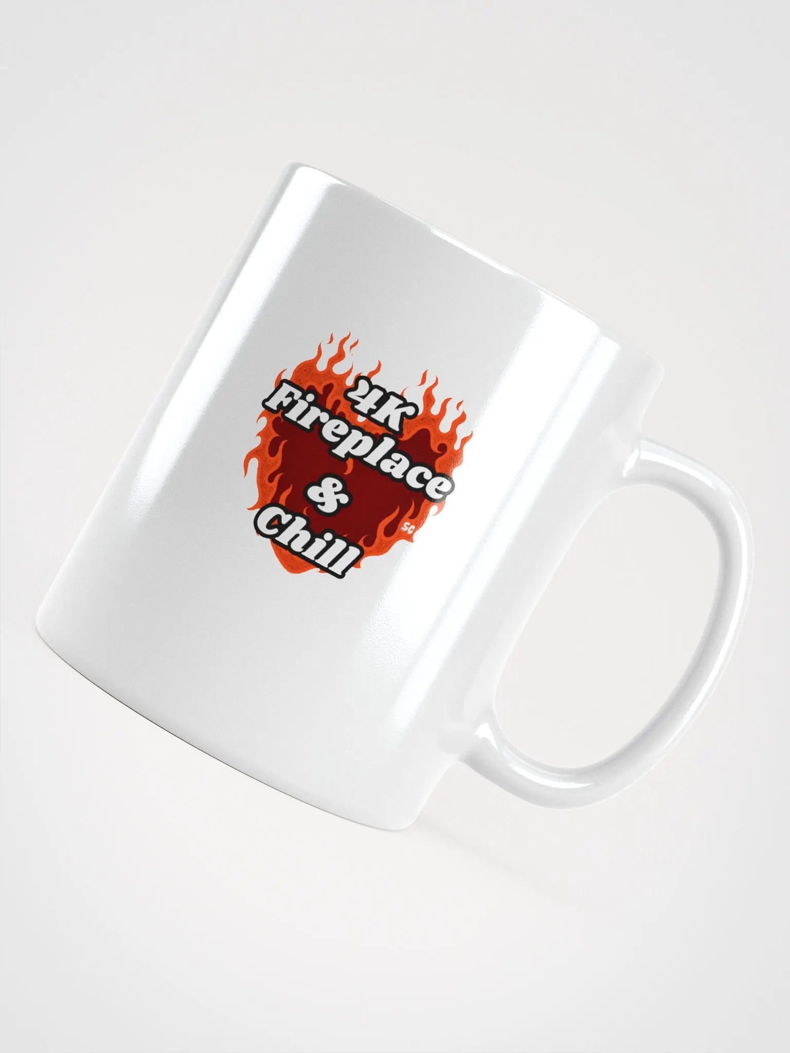 Flaming Heart - 4K Fireplace & Chill | White Glossy Mug product image (4)
