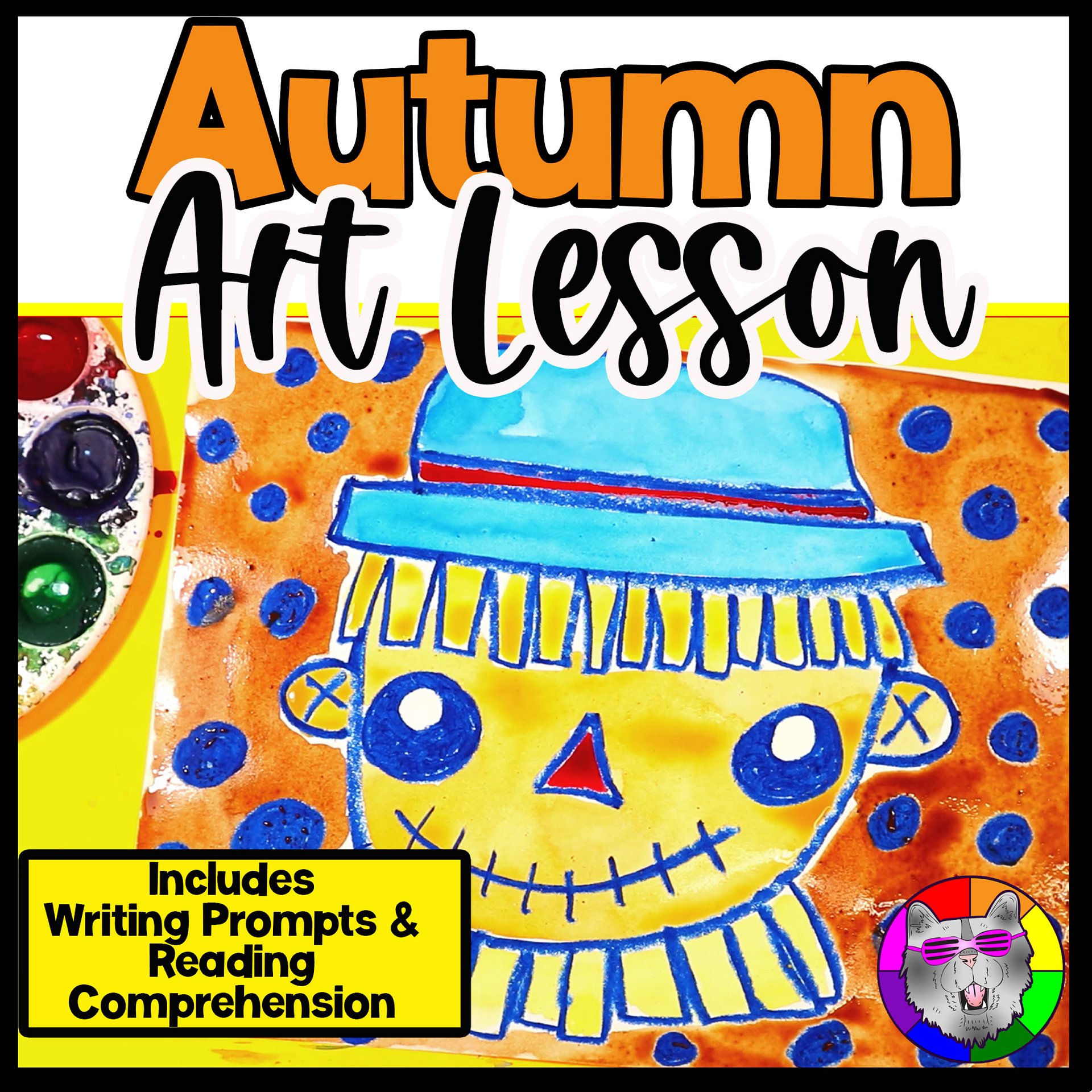 Autumn Scarecrow Art Lesson with Reading, Writing & Step-by-Step Tutorial (Kindergarten – Grade 3) Product product image (1)