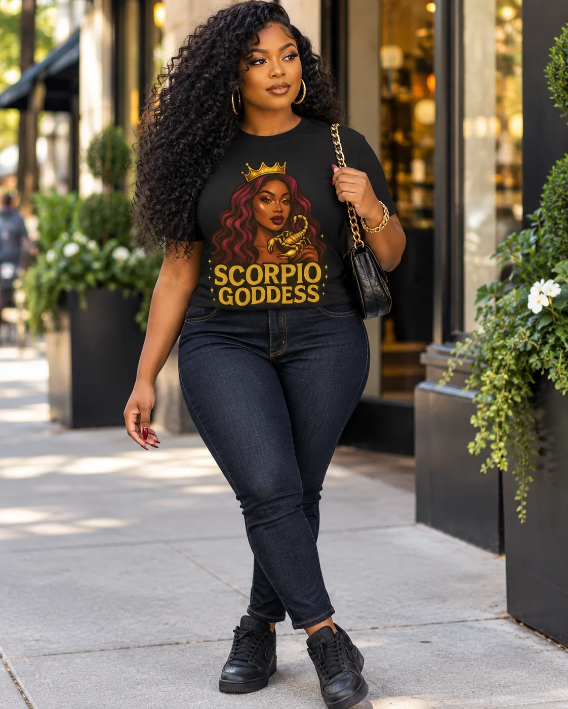 Scorpio Goddess Burgundy Mystique Graphic Tee | Zodiac Astrology Shirt for Women | Scorpio Birthday Gift product image (3)