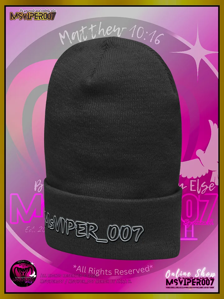 Cuffed Beanie [ Embroidered Design(s) ] - "MsViper_007™ Brand [gray/blk] - Support&Sport" Stylish Beanie by Anna H. product image (2)