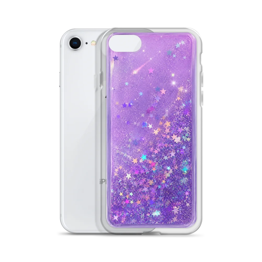 Pastel Purple Star Glitter liquid Clear iPhone Case product image (2)
